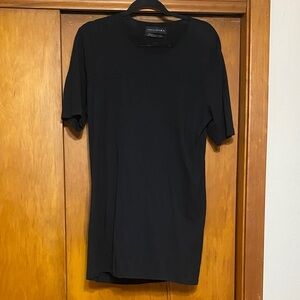 Zara Essentials Men's Jet Black Deluxe Long Length Tee Short Sleeve Round Neck